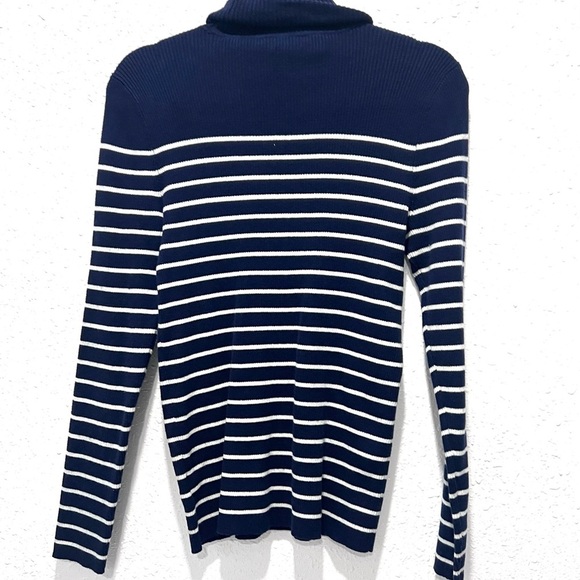 Ralph Lauren Blue and White Cowl Neck Sweater L - Picture 7 of 7